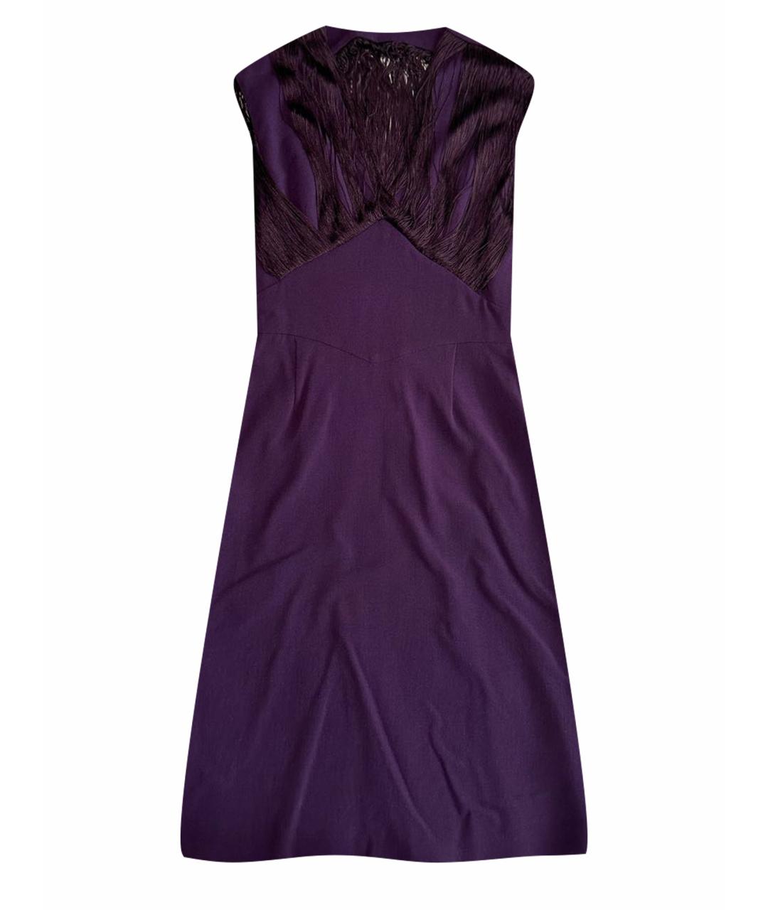 ALBERTA FERRETTI Фиолетовое шерстяное коктейльное платье, фото 1