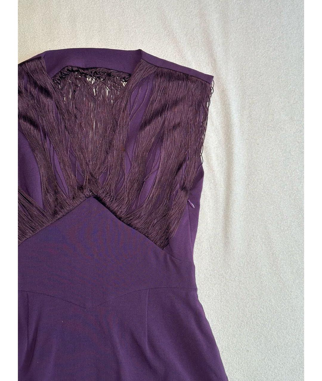 ALBERTA FERRETTI Фиолетовое шерстяное коктейльное платье, фото 3