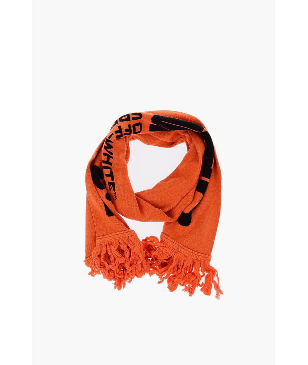 OFF-WHITE Оранжевый хлопковый шарф, фото 8