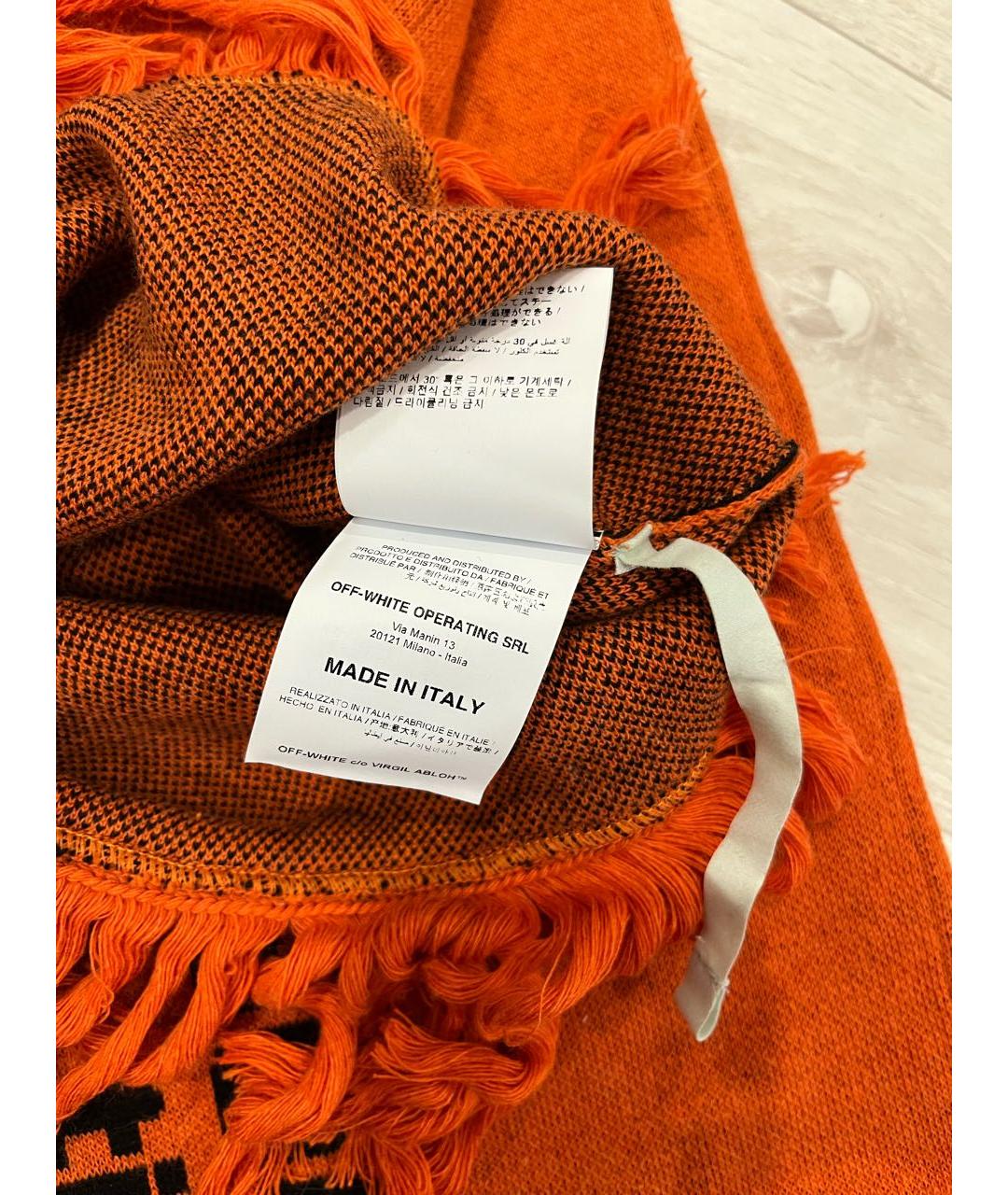 OFF-WHITE Оранжевый хлопковый шарф, фото 7