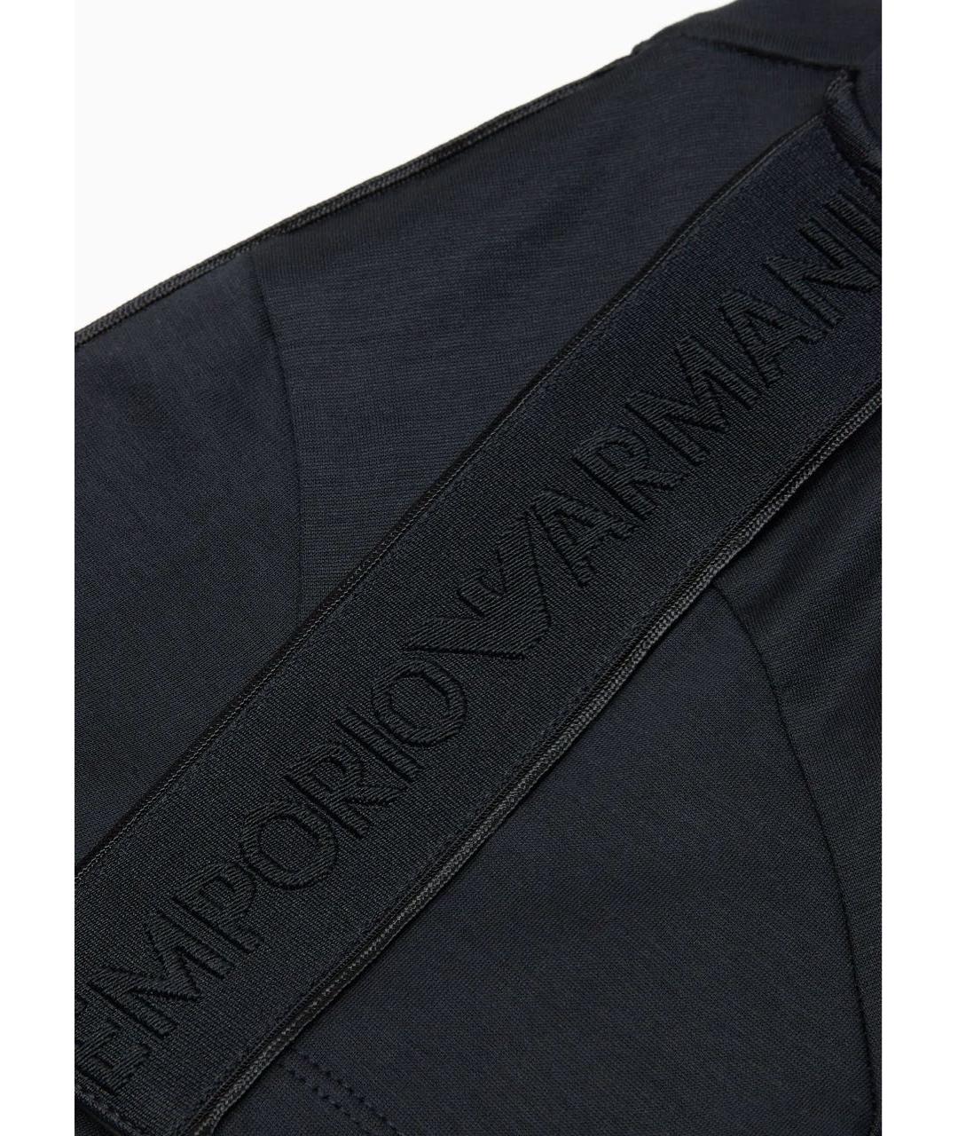EMPORIO ARMANI Черная хлопко-полиэстеровая футболка, фото 3
