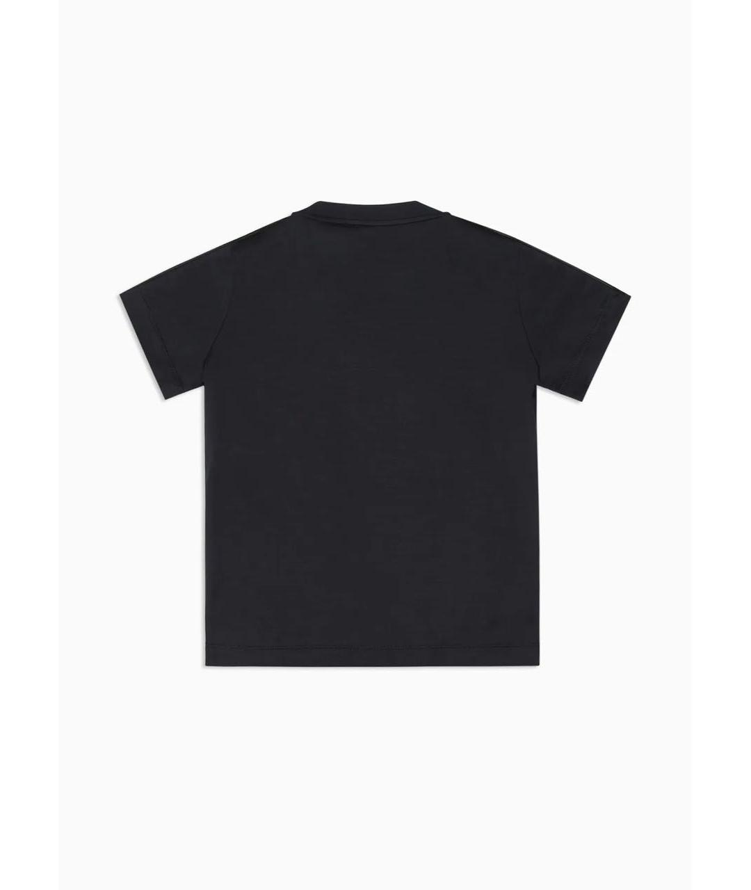 EMPORIO ARMANI Черная хлопко-полиэстеровая футболка, фото 2