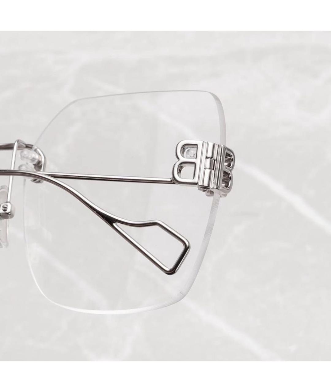 BALENCIAGA Серебряные металлические солнцезащитные очки, фото 5