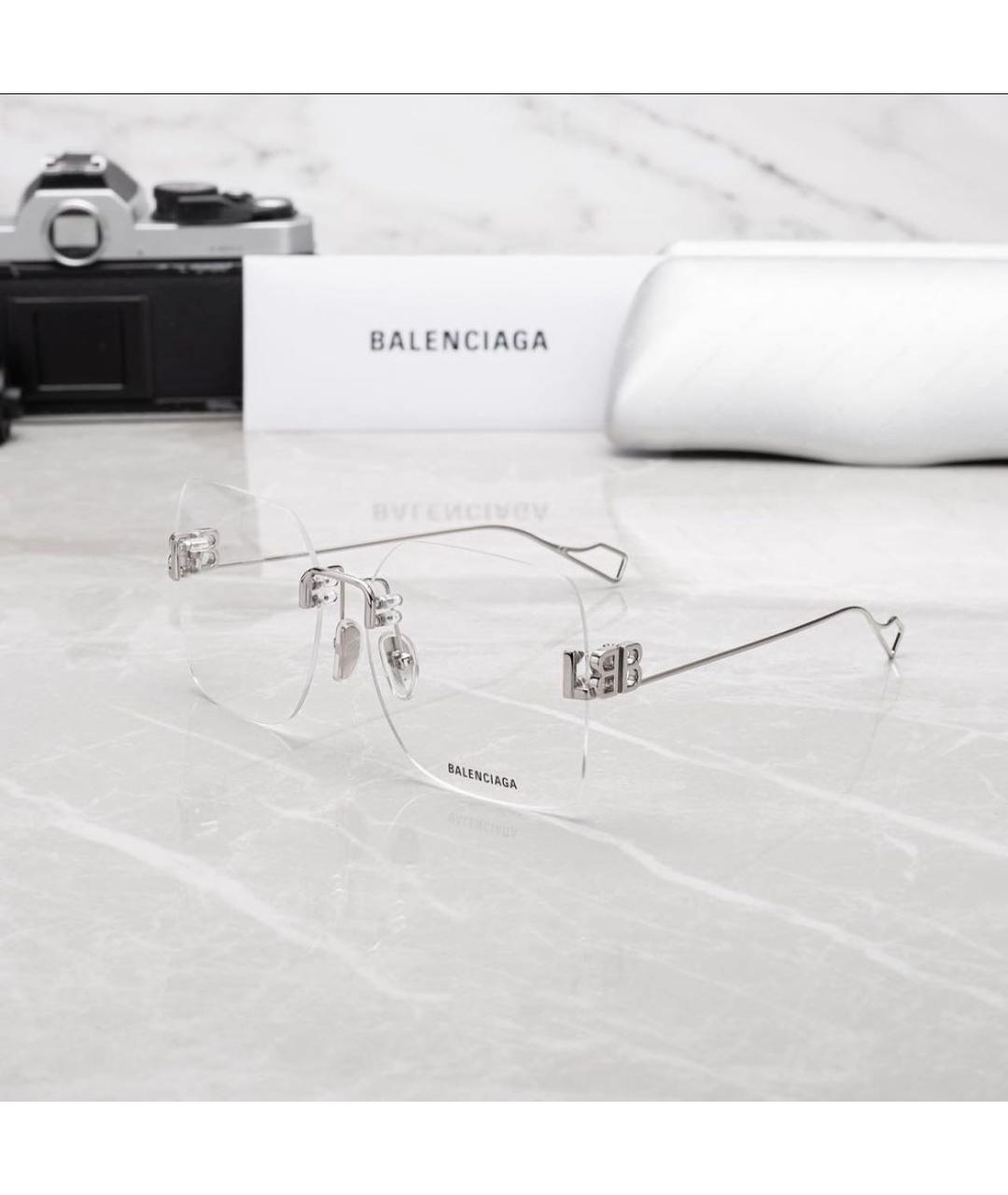 BALENCIAGA Серебряные металлические солнцезащитные очки, фото 3