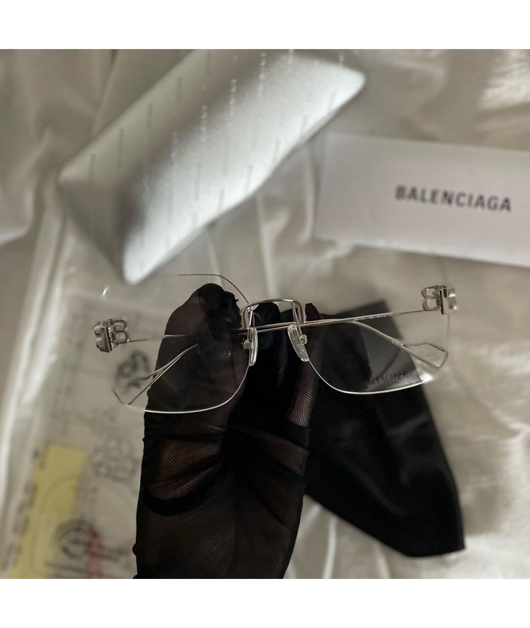 BALENCIAGA Серебряные металлические солнцезащитные очки, фото 7