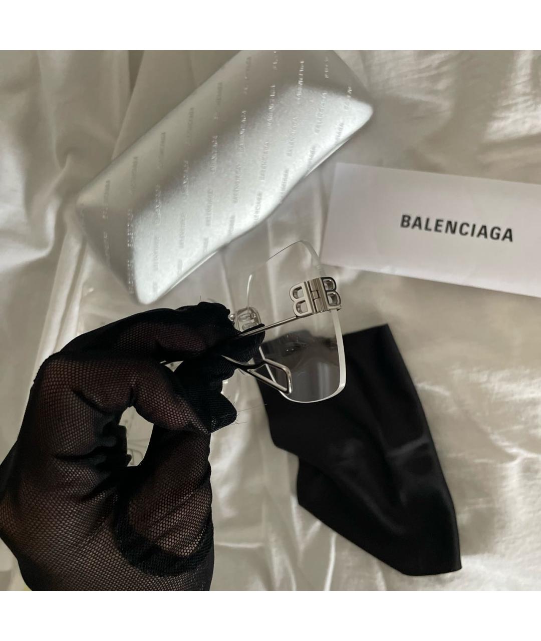 BALENCIAGA Серебряные металлические солнцезащитные очки, фото 8