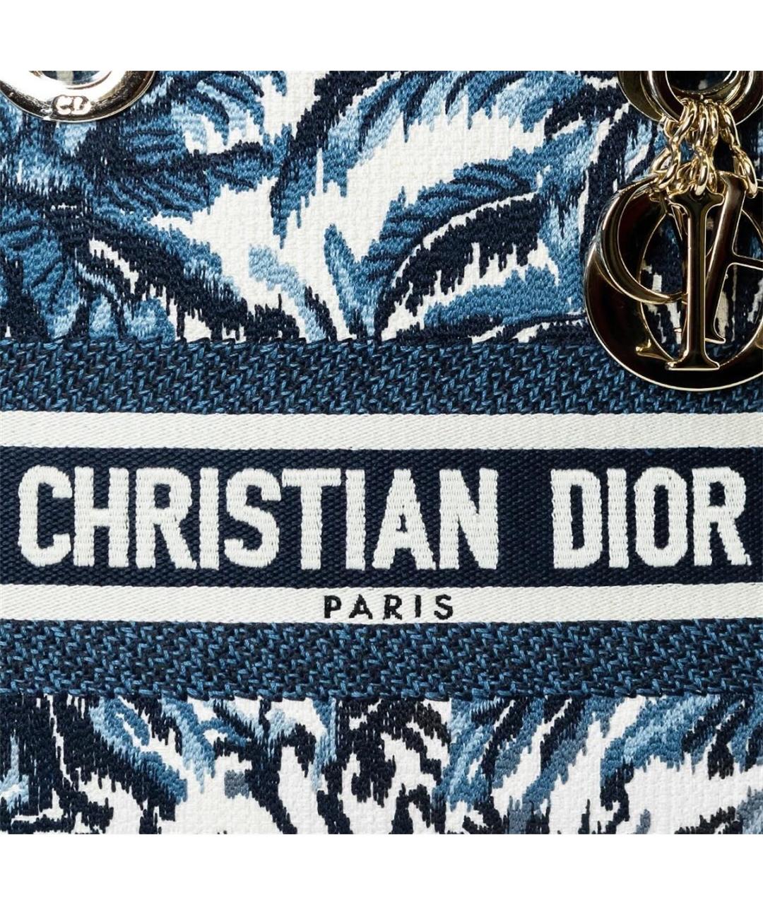 CHRISTIAN DIOR Синяя тканевая сумка тоут, фото 2