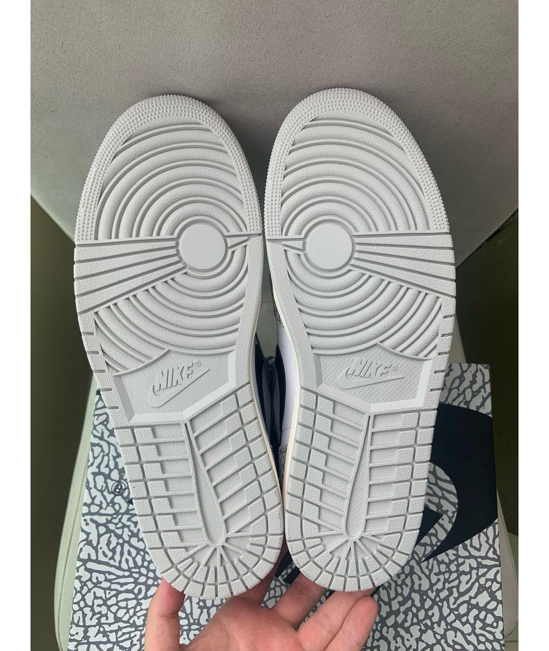 JORDAN Серые кожаные высокие кроссовки / кеды, фото 6