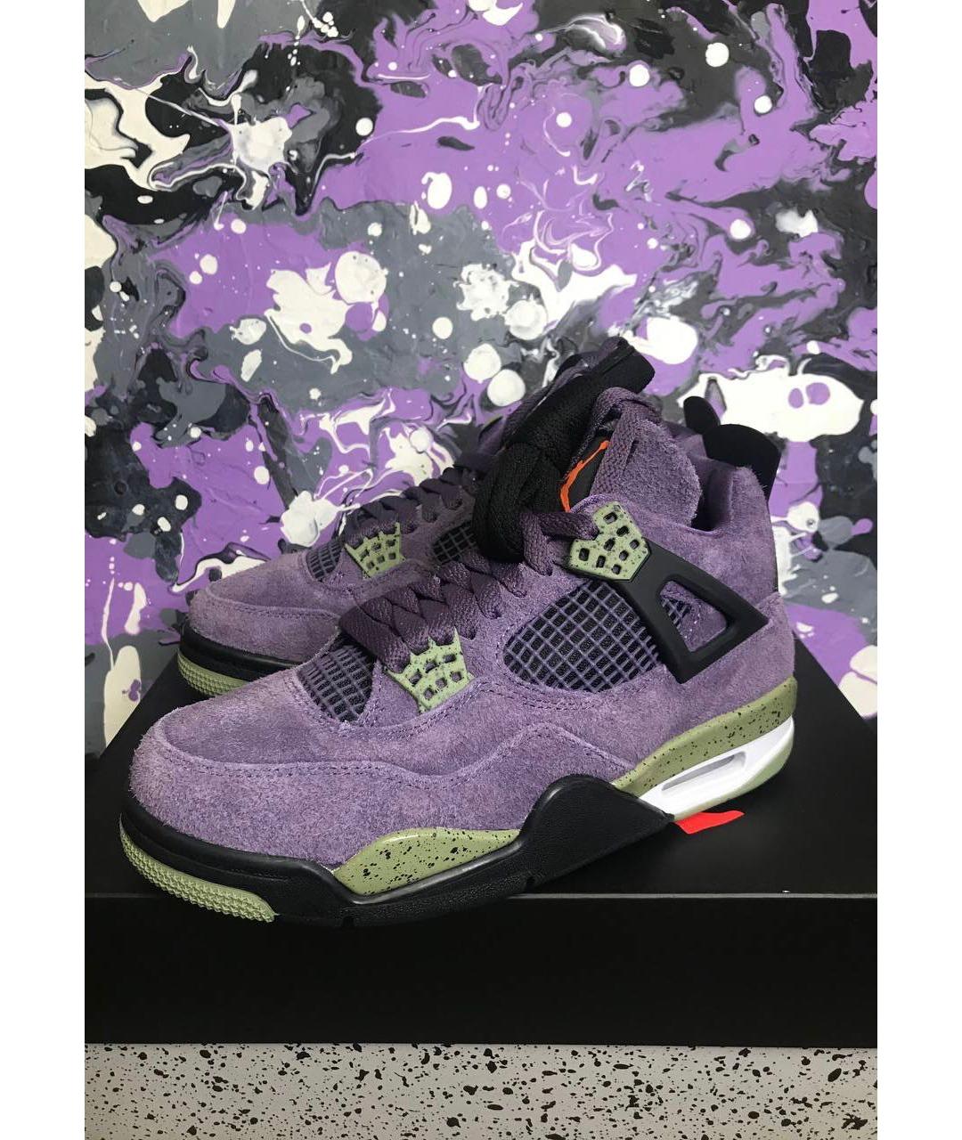 JORDAN Фиолетовые замшевые высокие кроссовки / кеды, фото 3