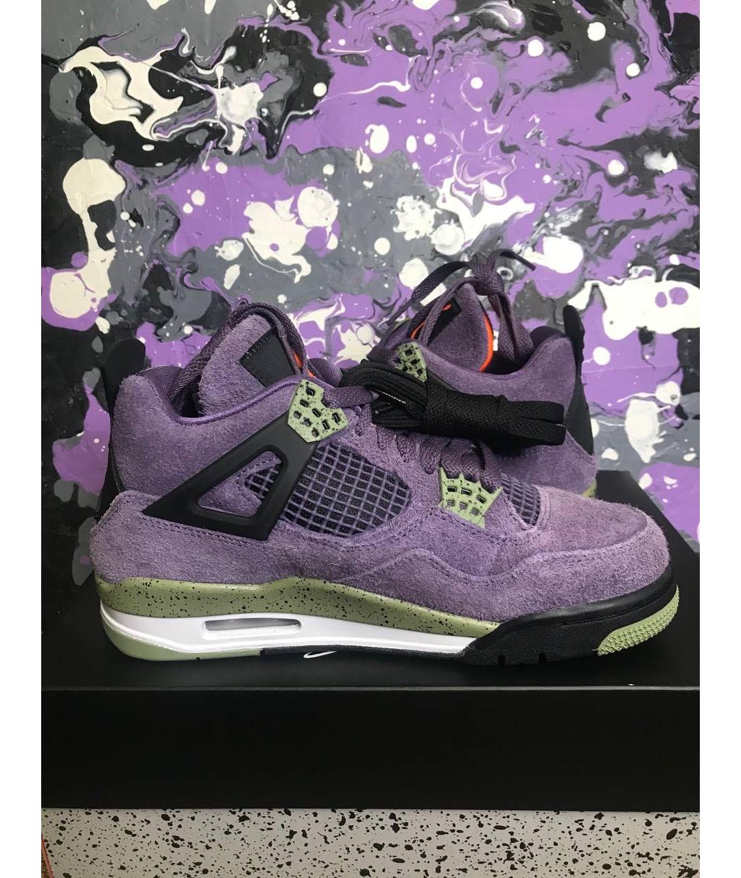 JORDAN Фиолетовые замшевые высокие кроссовки / кеды, фото 4