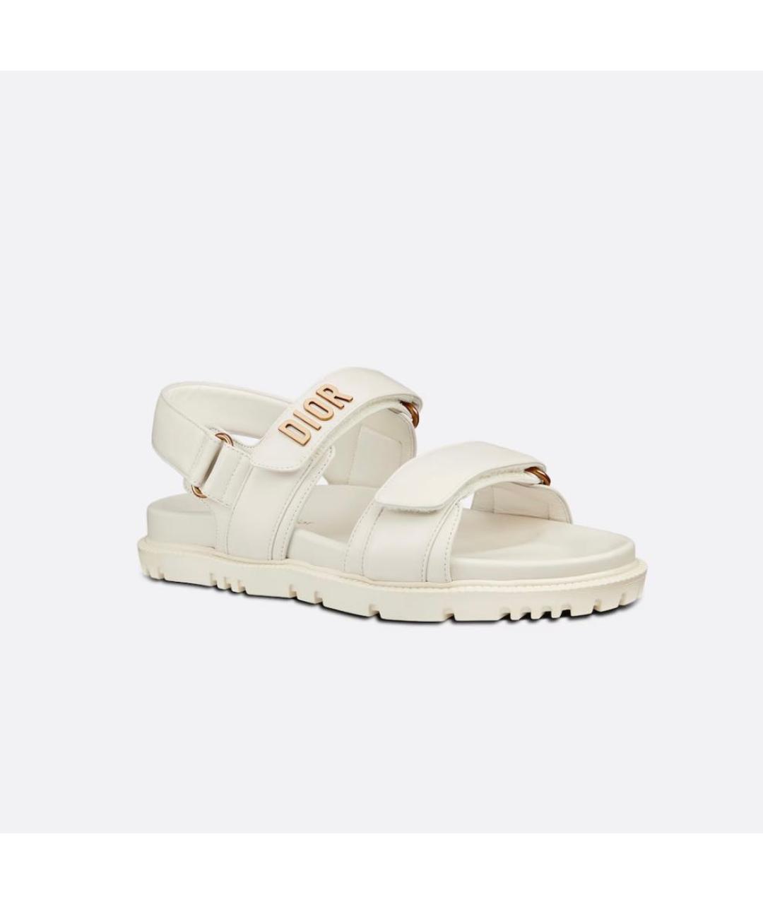 CHRISTIAN DIOR Бежевые кожаные сандалии, фото 9