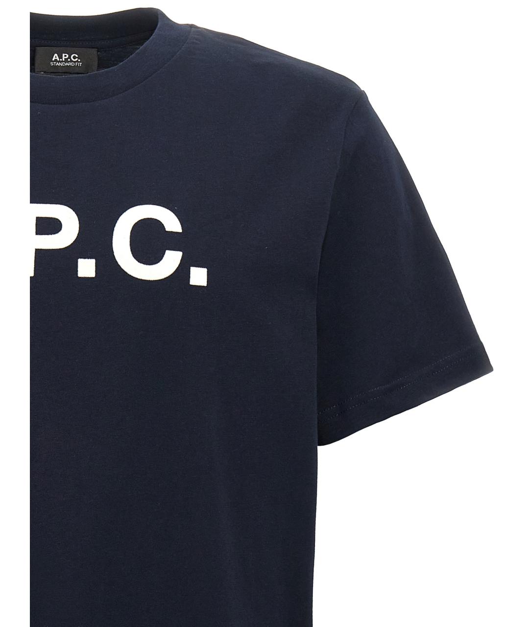 A.P.C. Синяя хлопковая футболка, фото 3
