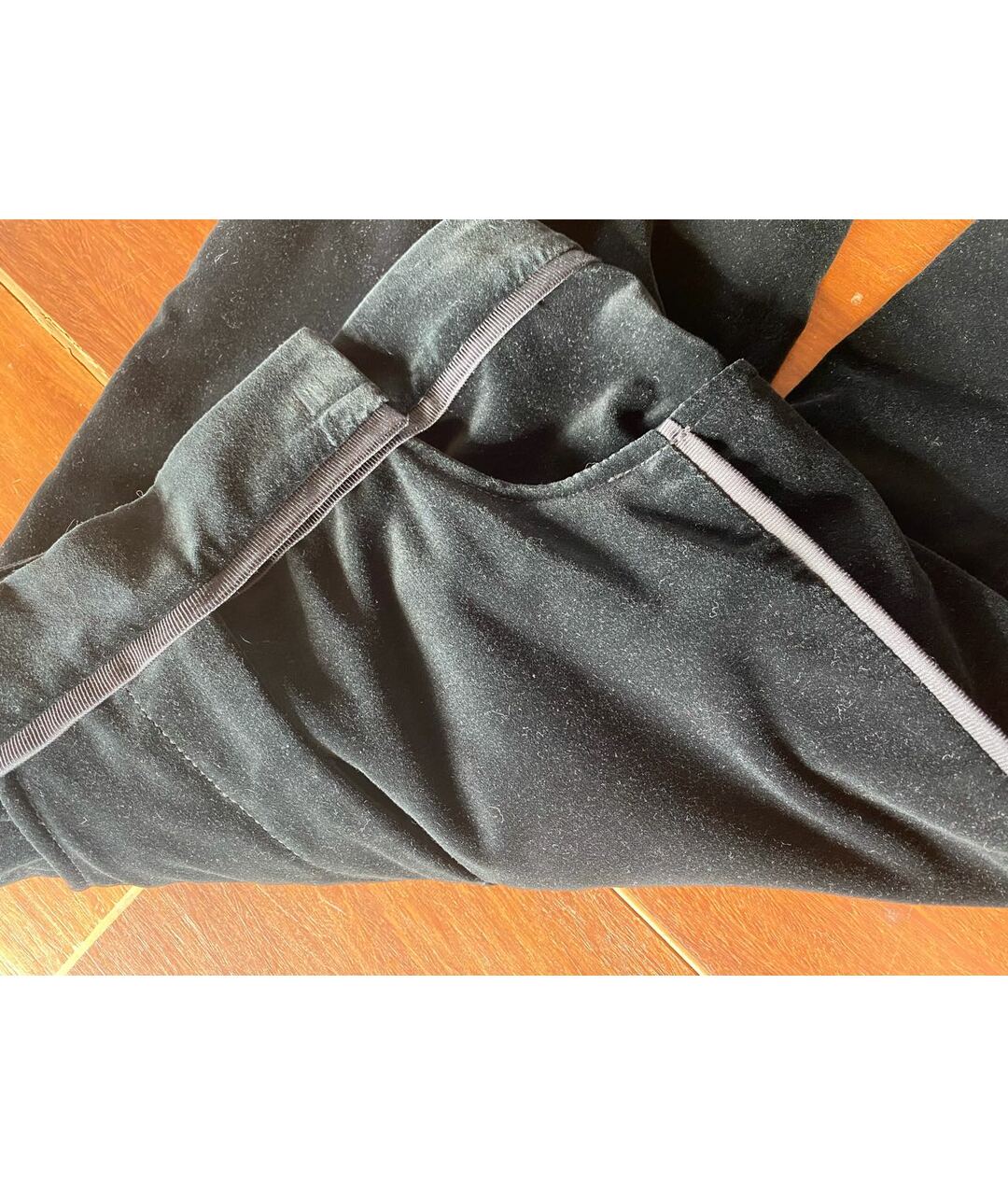 DEREK LAM Черные бархатные прямые брюки, фото 4