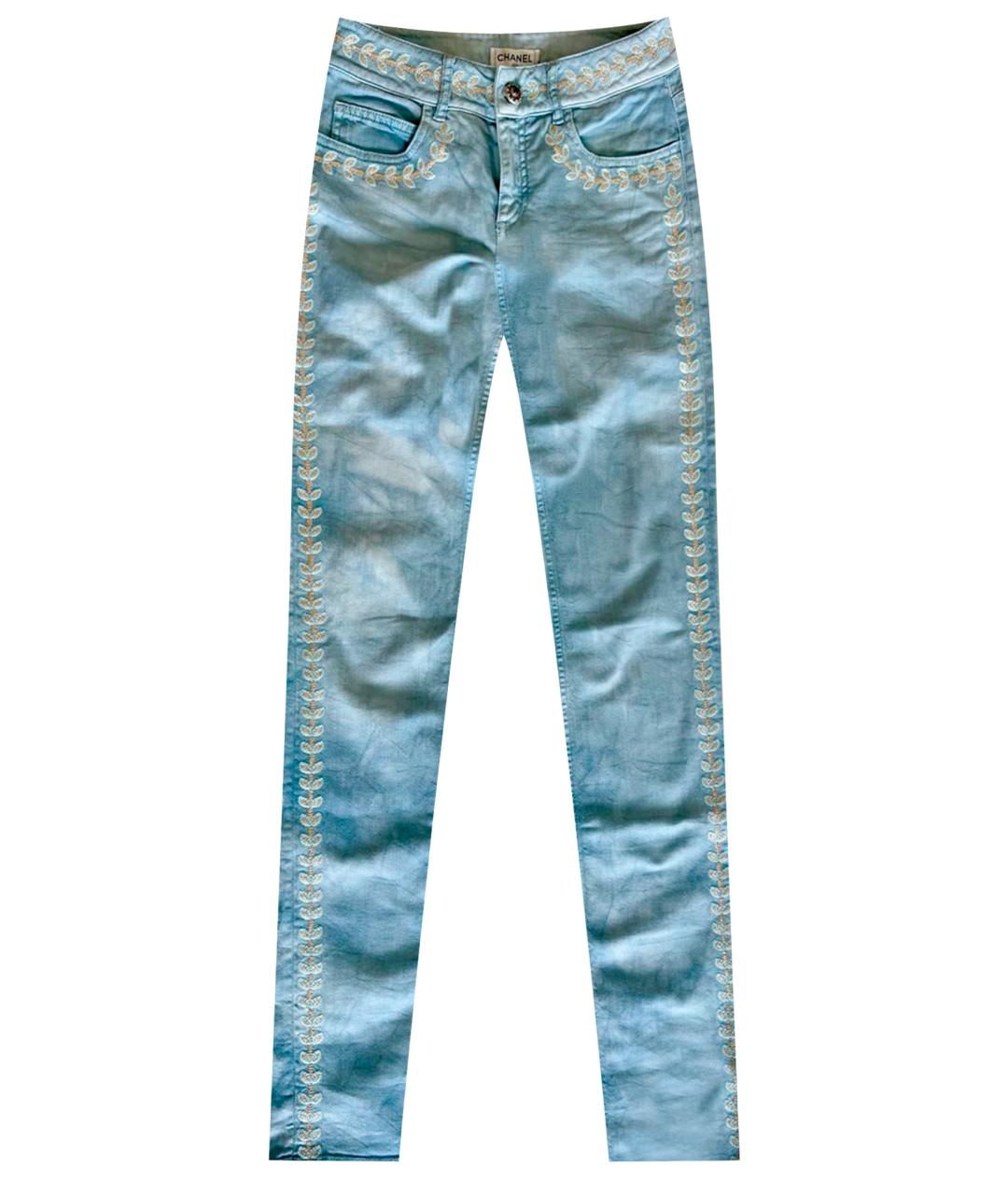 CHANEL Голубые хлопковые джинсы слим, фото 1