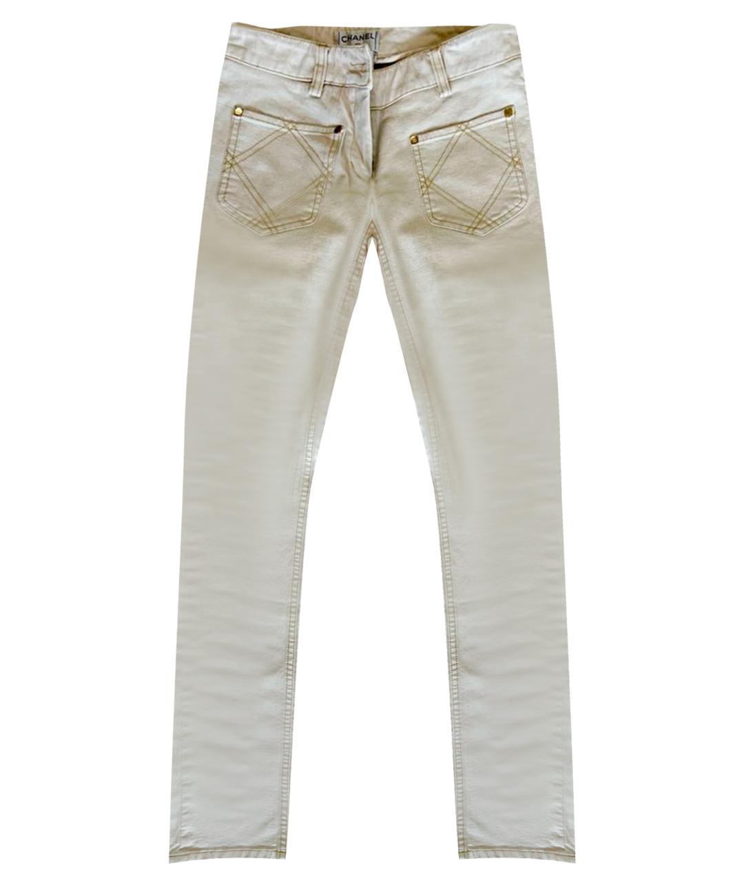 CHANEL Белые хлопковые джинсы слим, фото 1