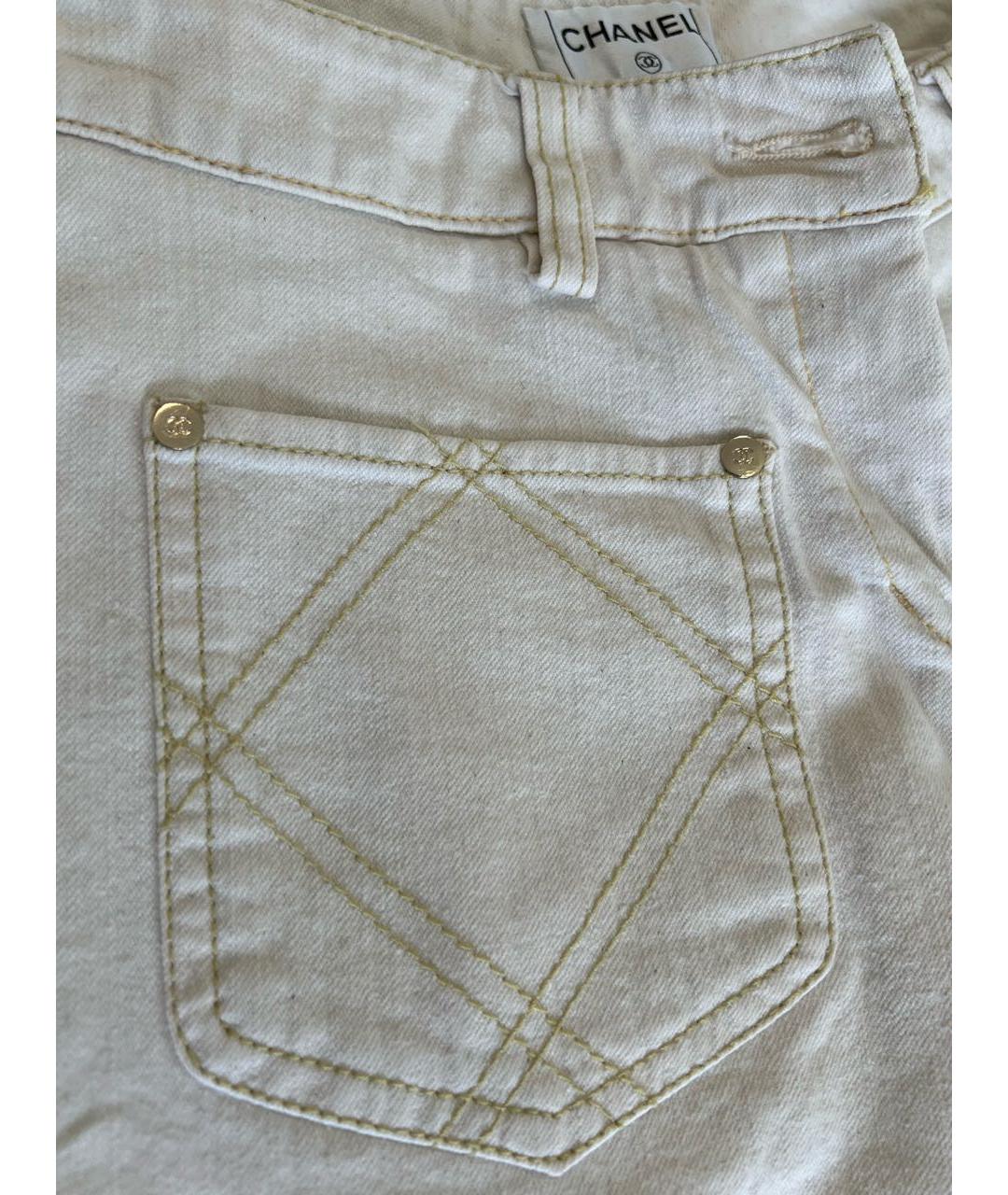 CHANEL PRE-OWNED Белые хлопковые джинсы слим, фото 5