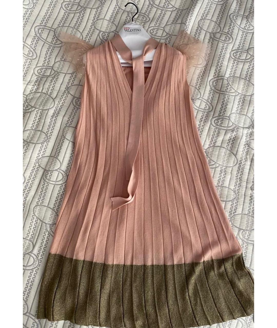 RED VALENTINO Розовое хлопковое коктейльное платье, фото 2