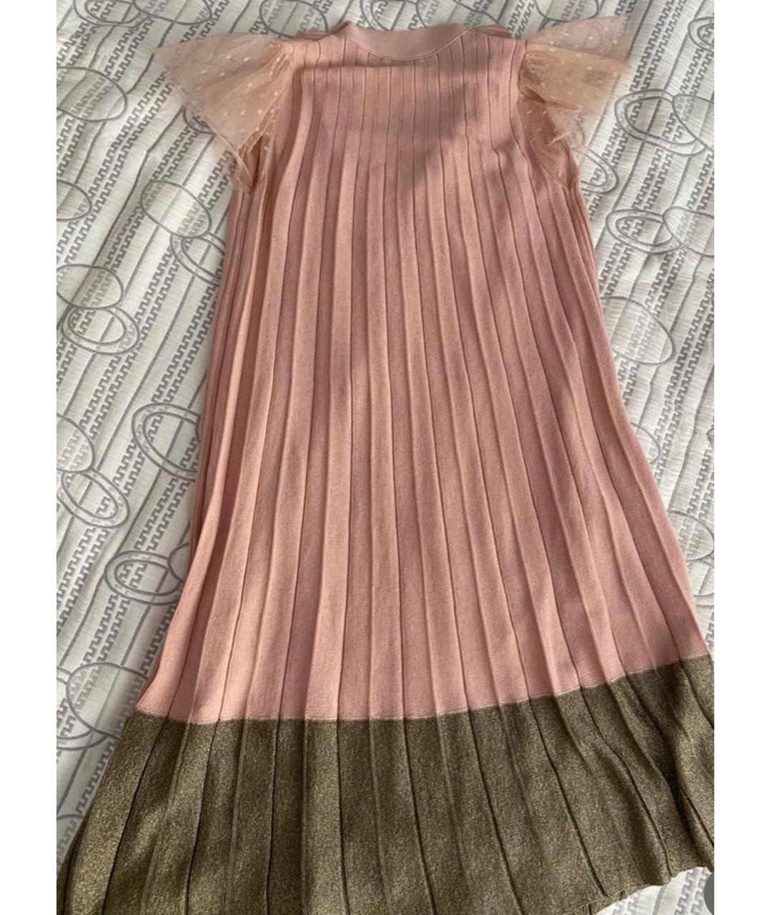 RED VALENTINO Розовое хлопковое коктейльное платье, фото 3