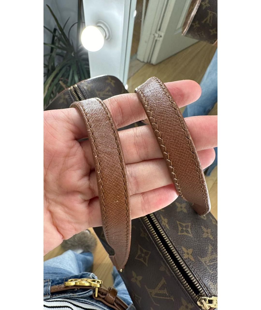 LOUIS VUITTON Коричневая кожаная сумка с короткими ручками, фото 5
