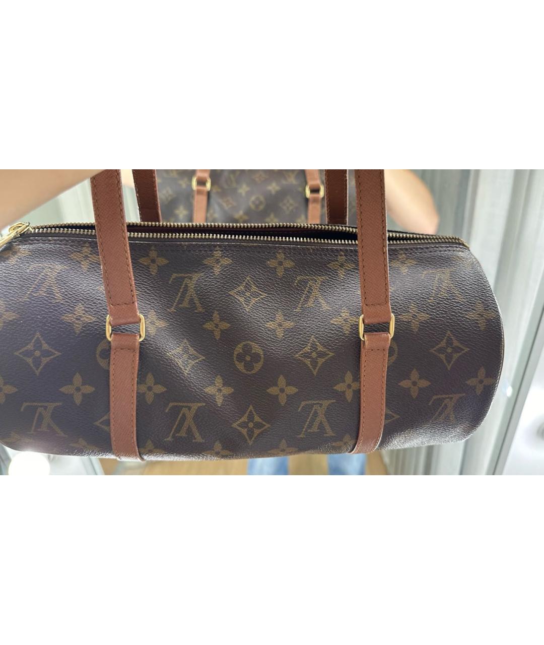LOUIS VUITTON Коричневая кожаная сумка с короткими ручками, фото 6