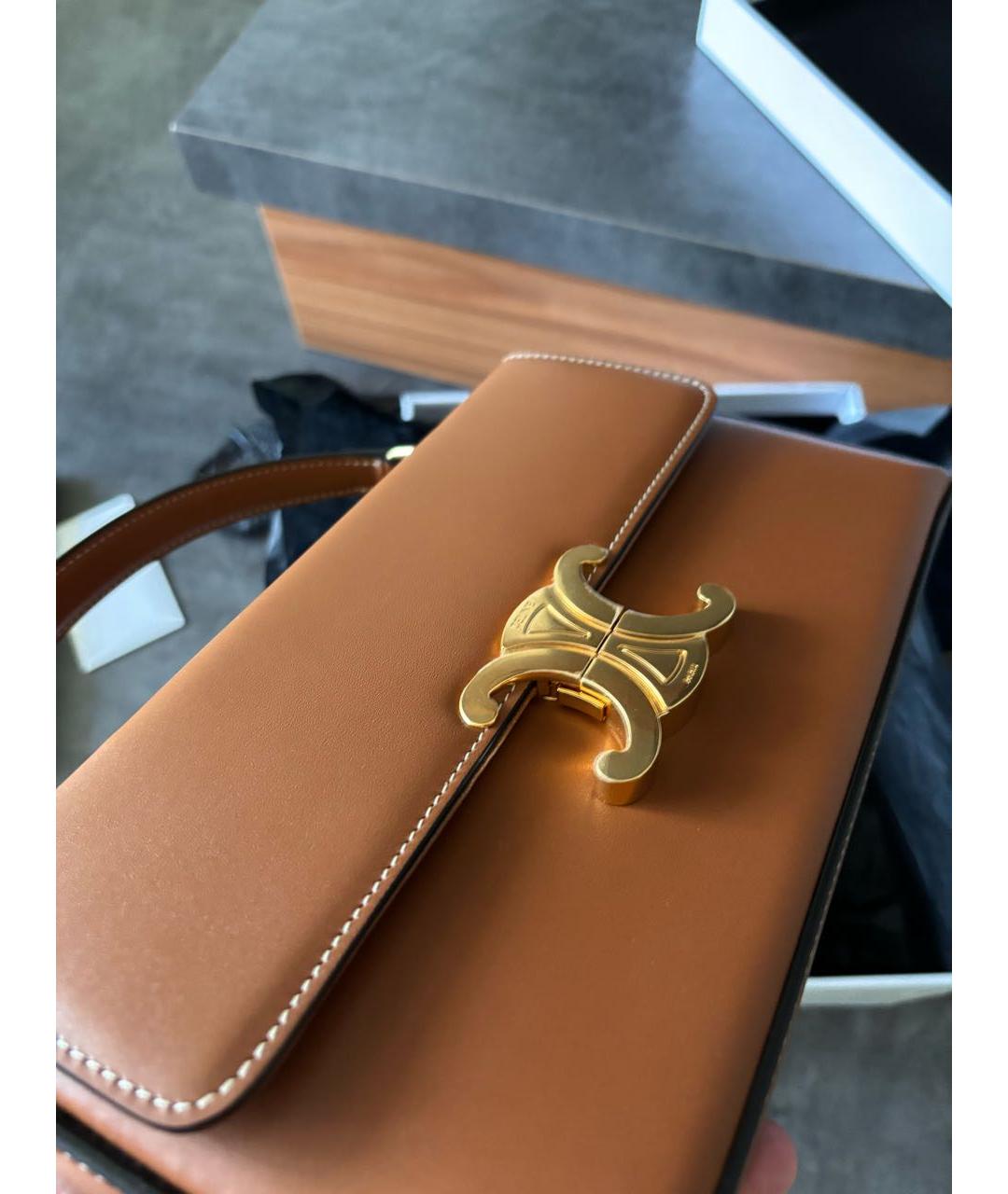 CELINE PRE-OWNED Горчичная кожаная сумка с короткими ручками, фото 4