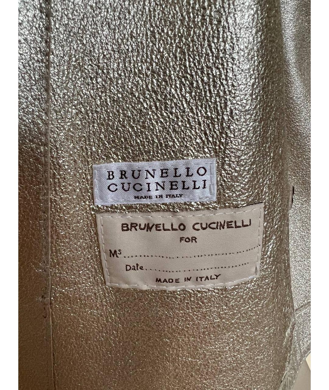 BRUNELLO CUCINELLI Бежевая кожаная куртка, фото 4