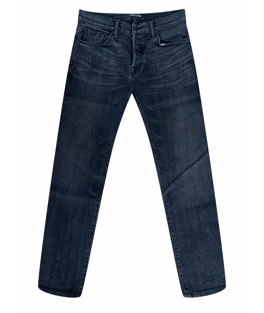 TOM FORD Антрацитовые хлопковые прямые джинсы, фото 1