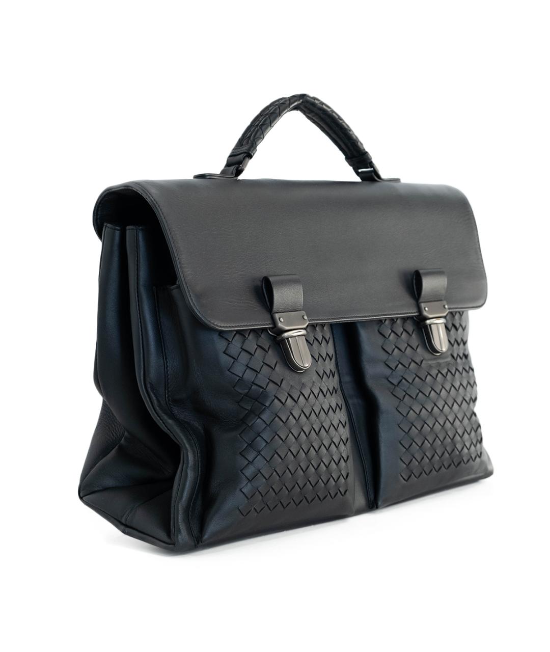 BOTTEGA VENETA Черный кожаный портфель, фото 2