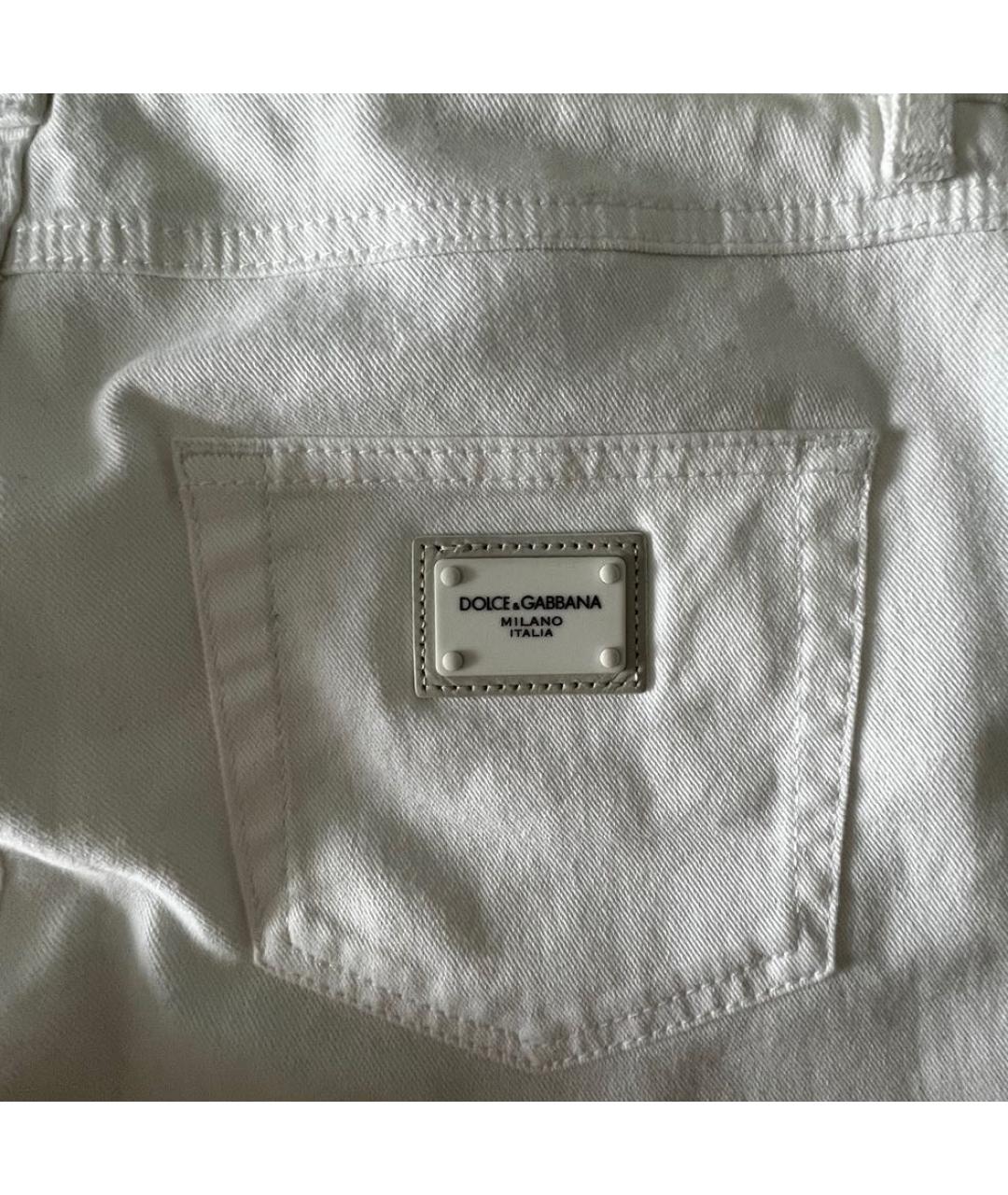 DOLCE&GABBANA Белые хлопко-эластановые прямые джинсы, фото 5
