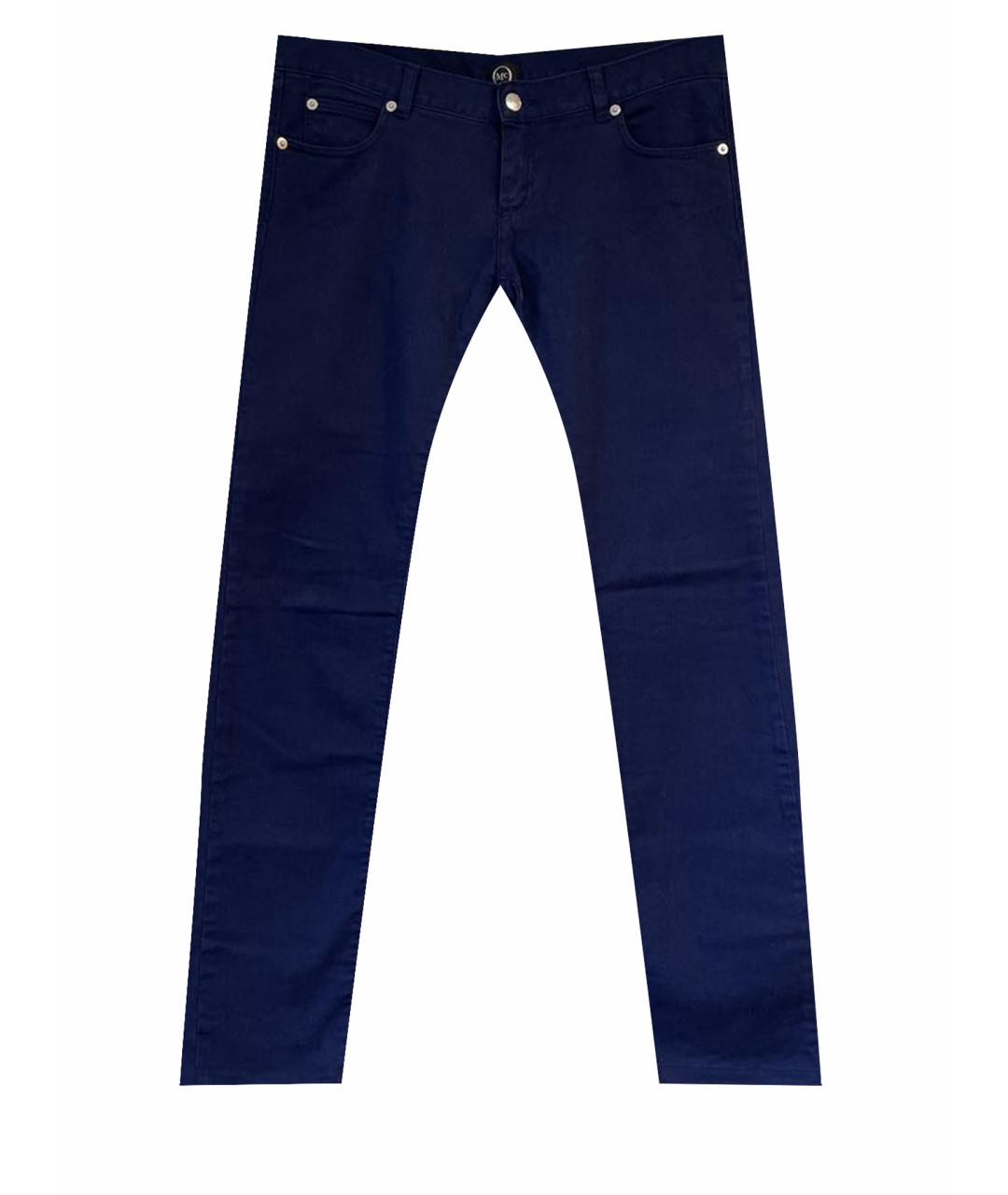MCQ ALEXANDER MCQUEEN Темно-синие хлопко-эластановые прямые джинсы, фото 1