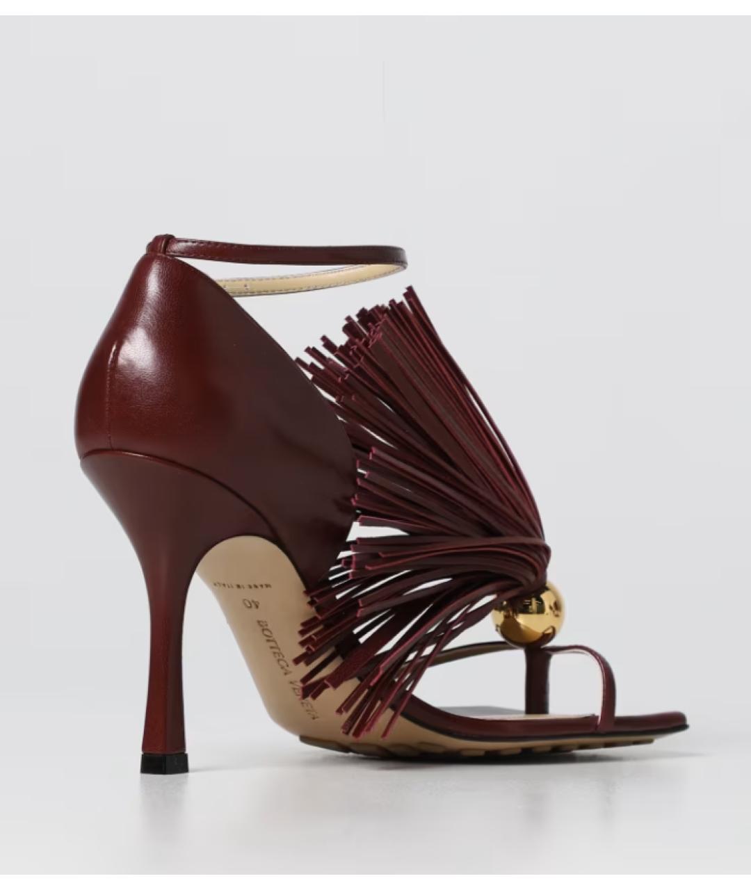 BOTTEGA VENETA Бордовые босоножки, фото 3