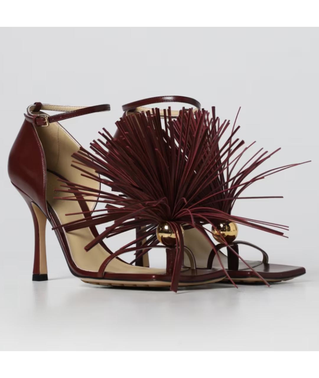 BOTTEGA VENETA Бордовые босоножки, фото 2