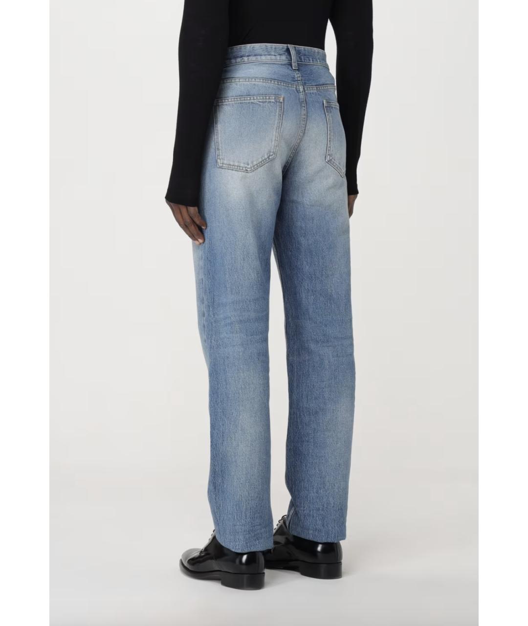 SAINT LAURENT Голубые хлопковые прямые джинсы, фото 3