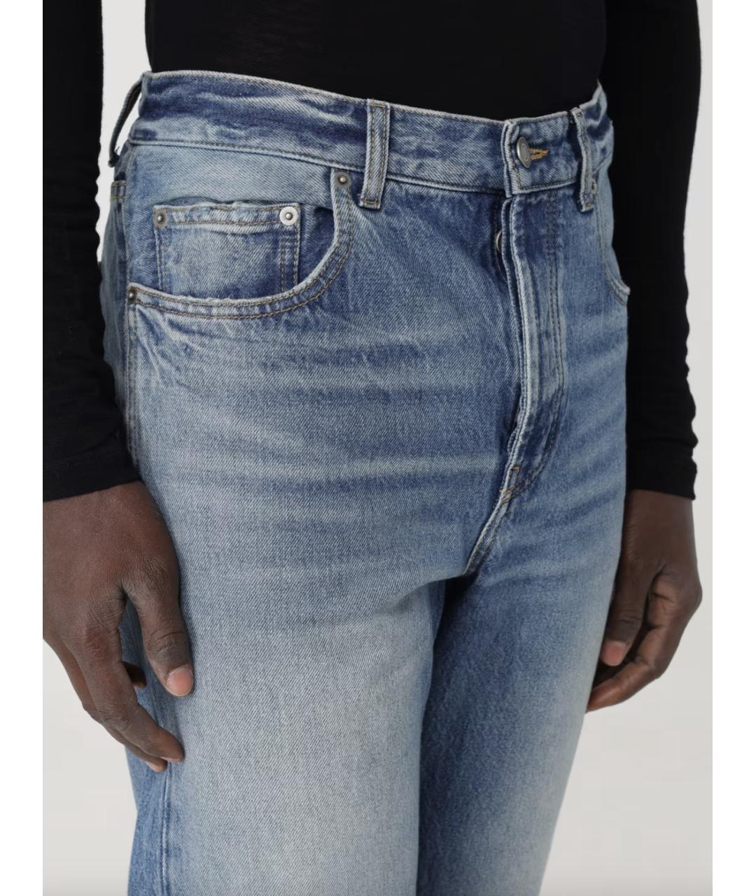 SAINT LAURENT Голубые хлопковые прямые джинсы, фото 5