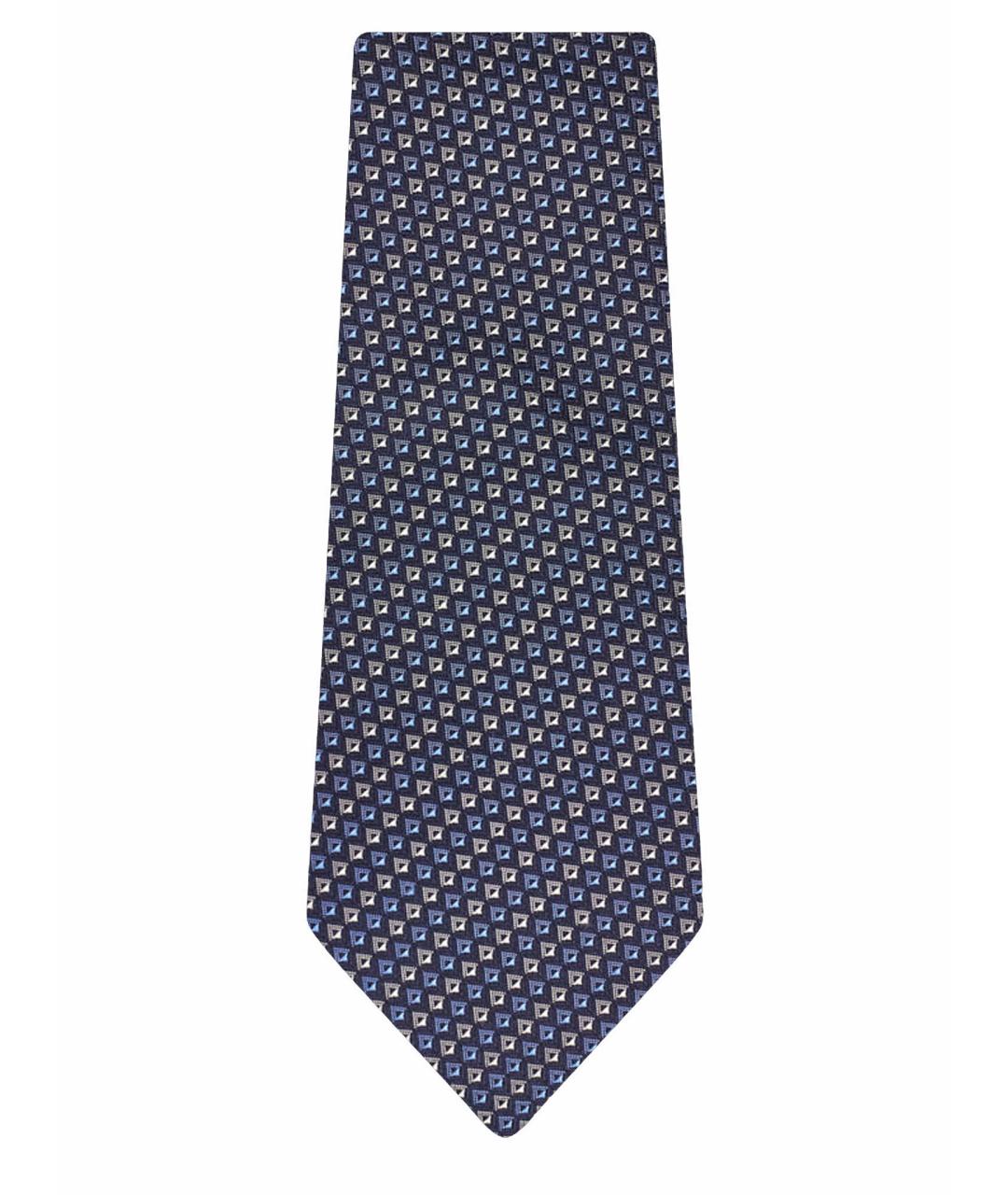 PRADA Темно-синий шелковый галстук, фото 1