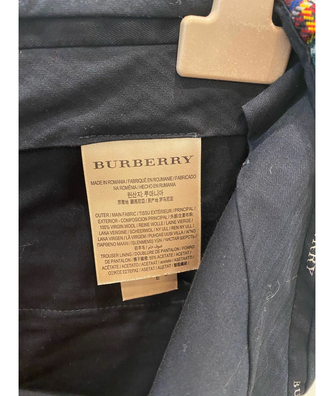 BURBERRY Красные шерстяные классические брюки, фото 4