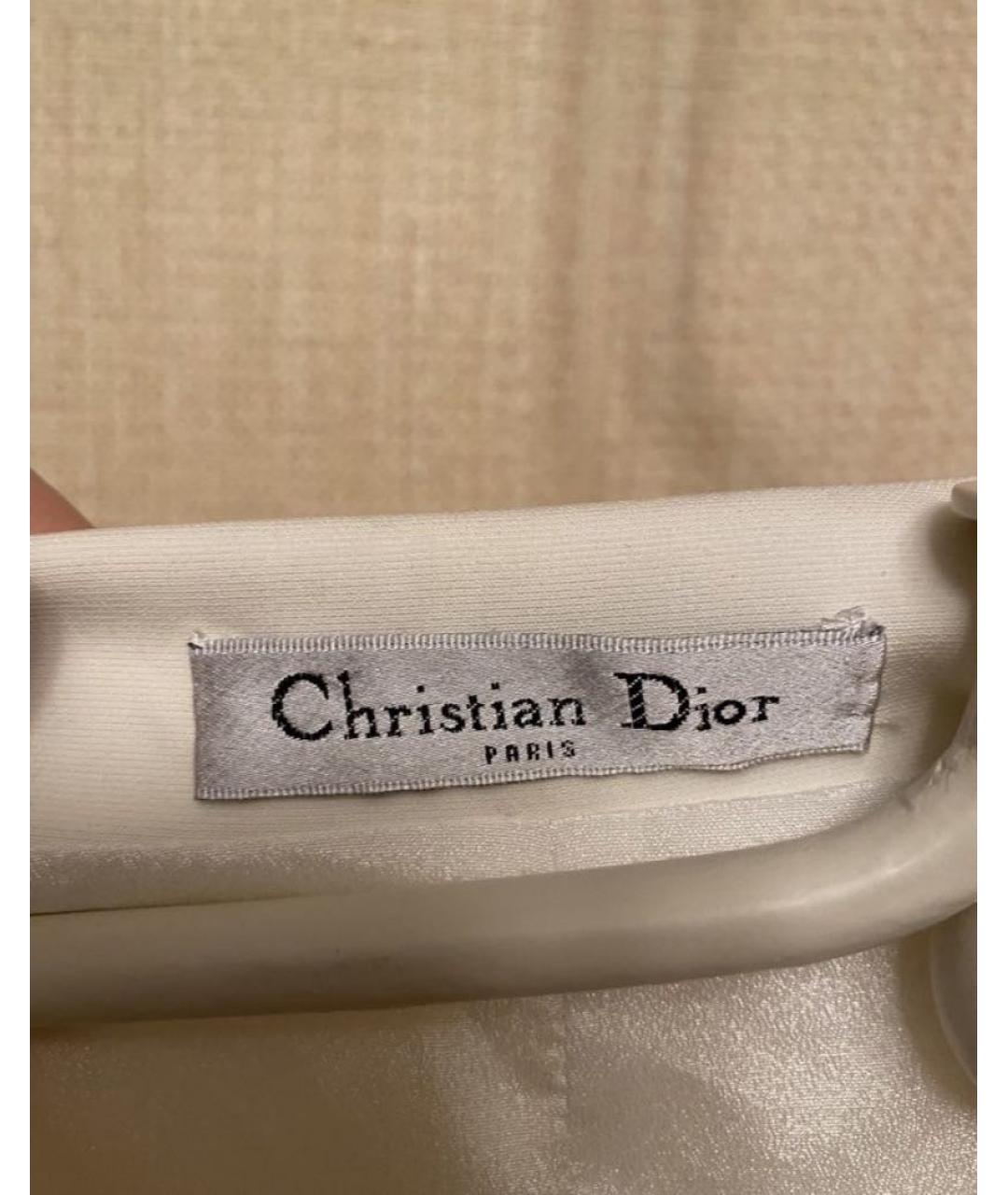 CHRISTIAN DIOR Белое вискозное коктейльное платье, фото 3