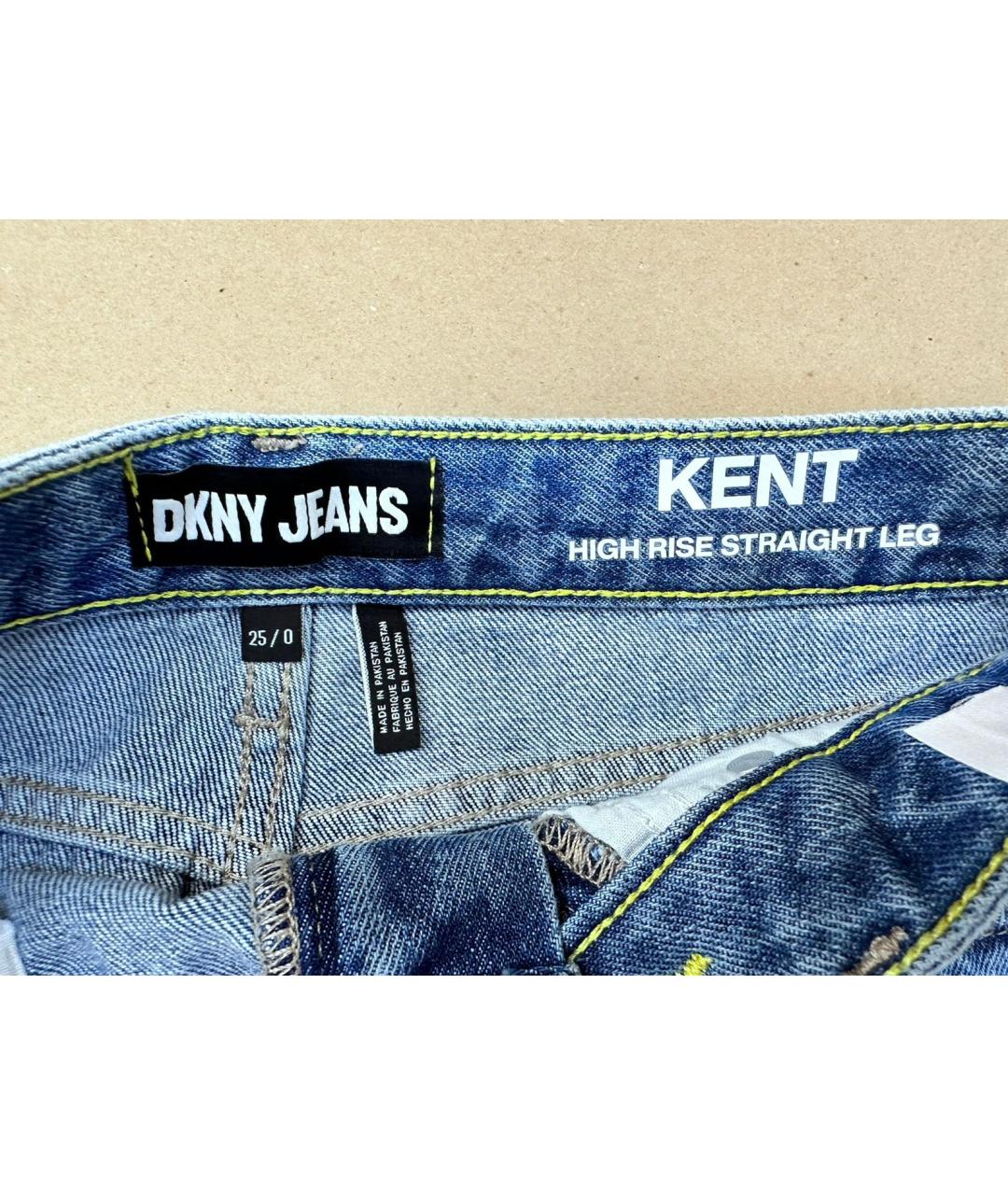DKNY Голубые хлопковые прямые джинсы, фото 3