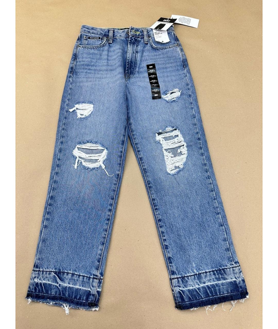 DKNY Голубые хлопковые прямые джинсы, фото 10