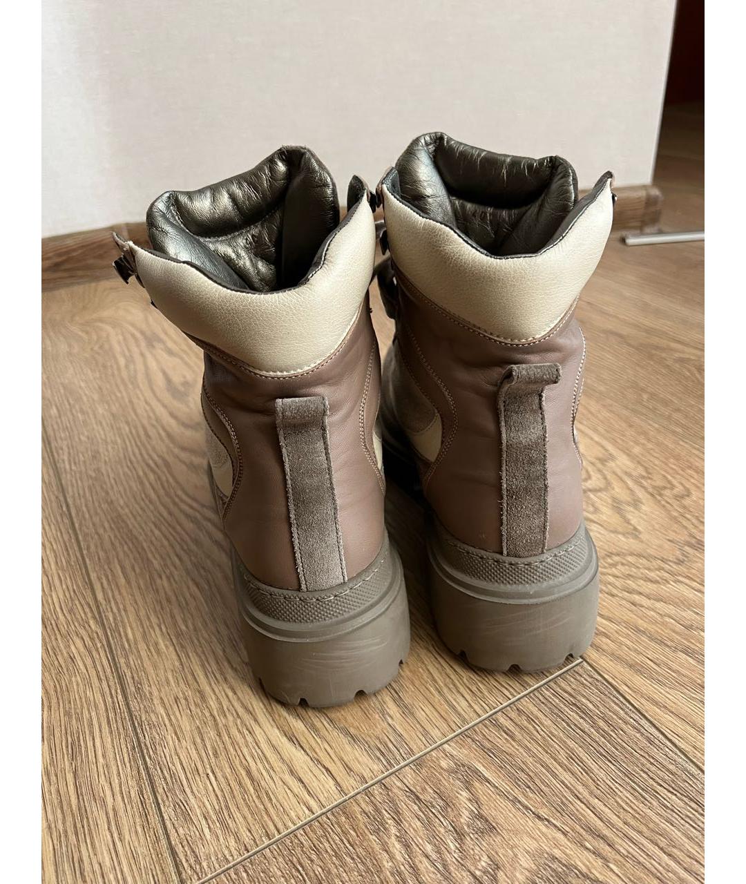 BRUNELLO CUCINELLI Бежевые кожаные ботинки, фото 4