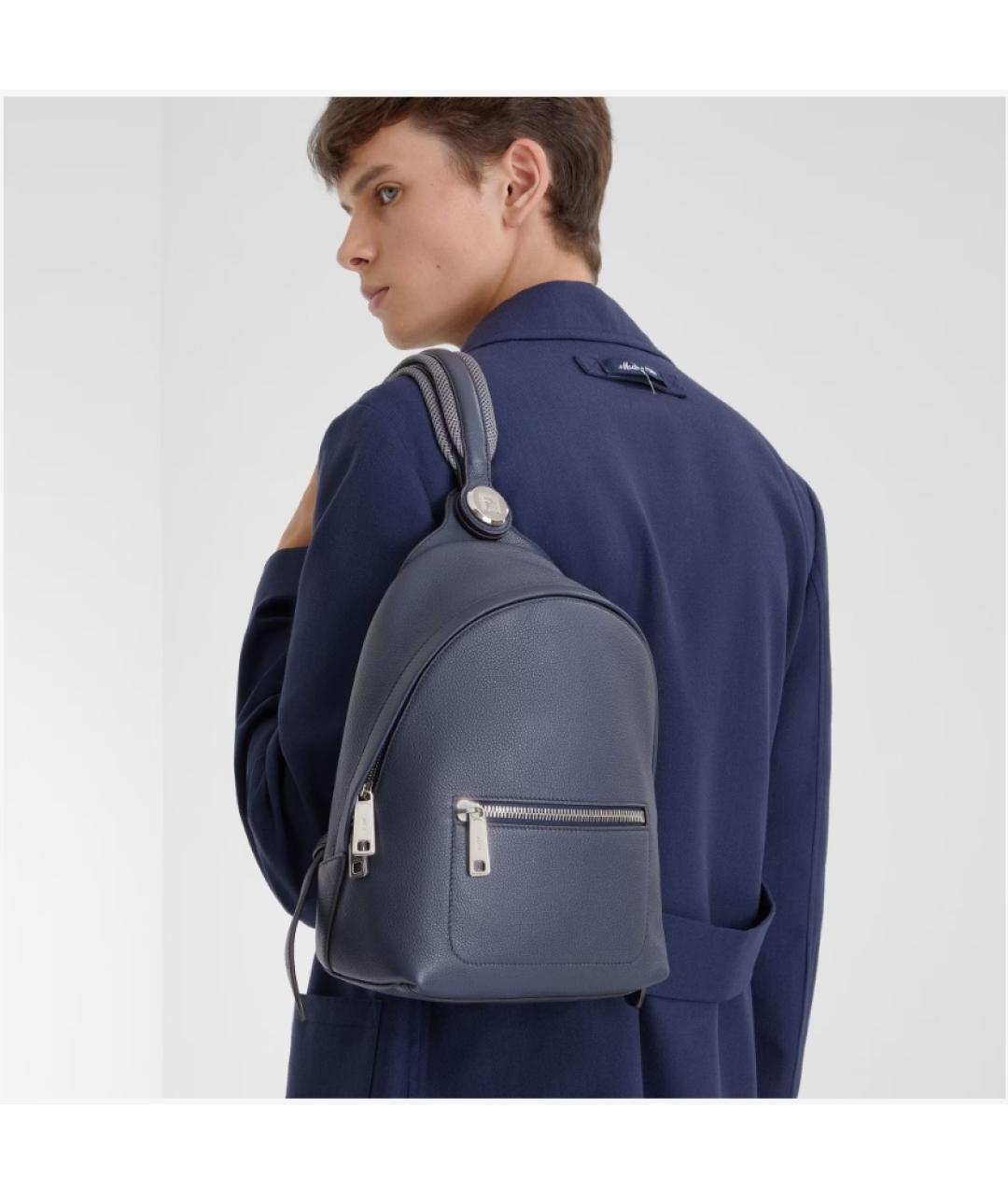 FENDI Темно-синий кожаный рюкзак, фото 5