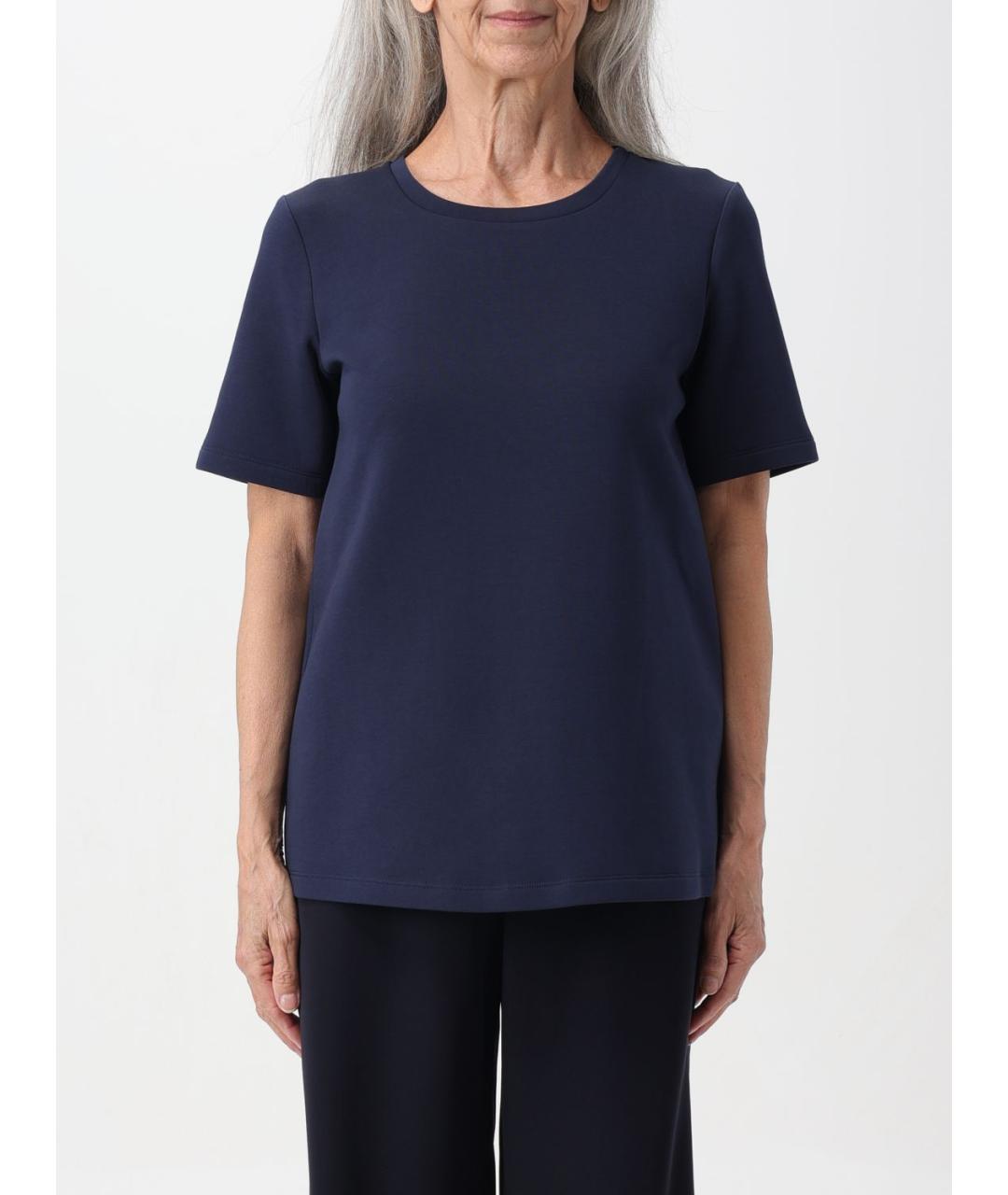 'S MAX MARA Синяя хлопковая футболка, фото 2