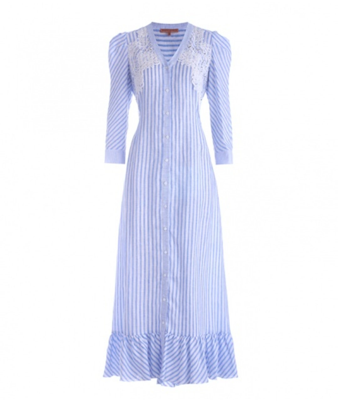 ERMANNO SCERVINO Голубое льняное повседневное платье, фото 1