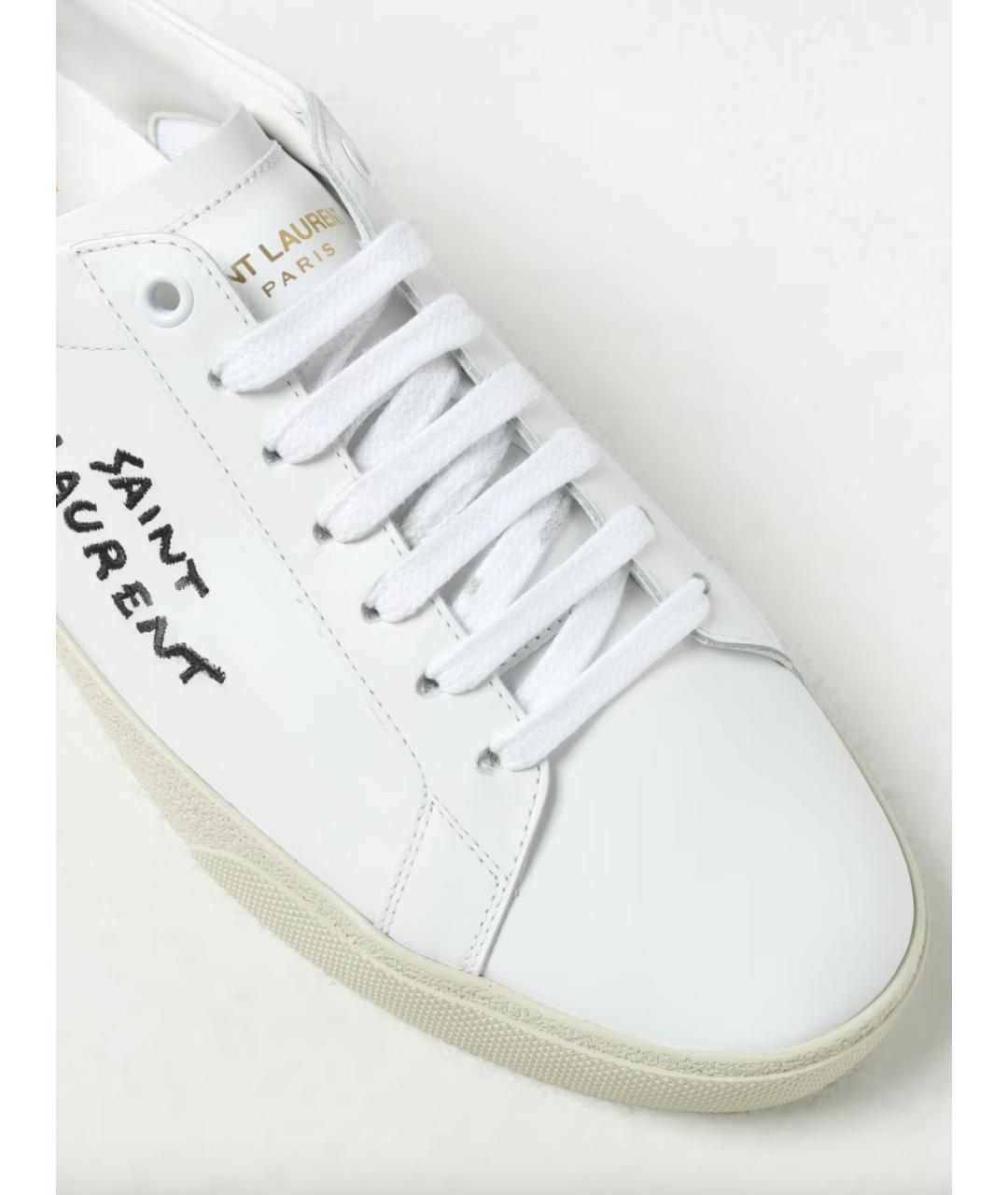 SAINT LAURENT Белые кожаные низкие кроссовки / кеды, фото 4