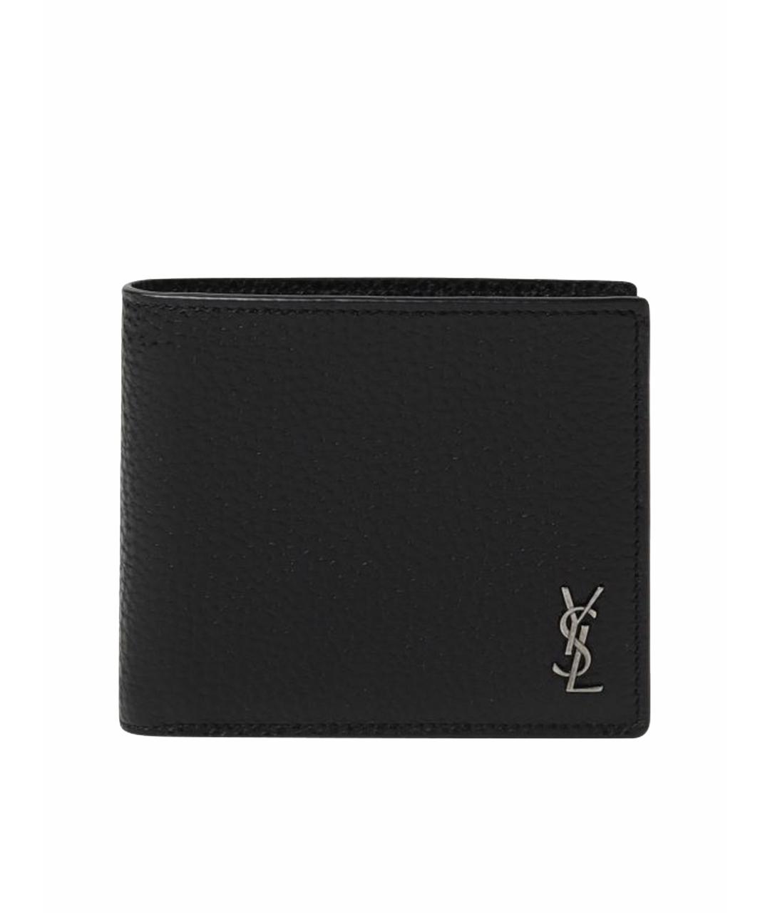 SAINT LAURENT Черный кожаный кошелек, фото 1