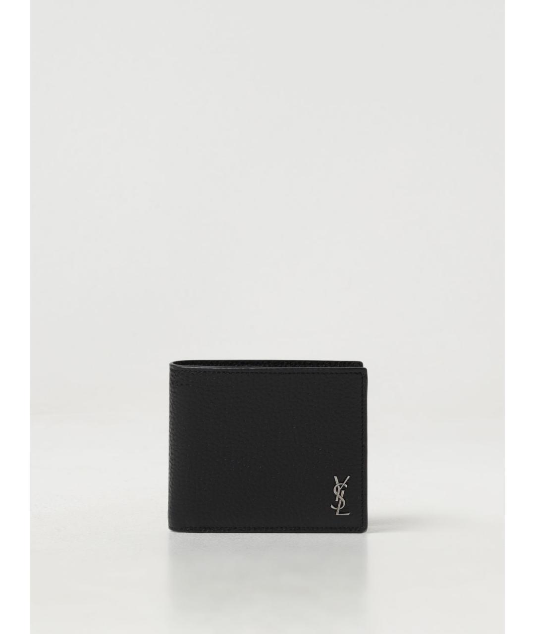 SAINT LAURENT Черный кожаный кошелек, фото 4