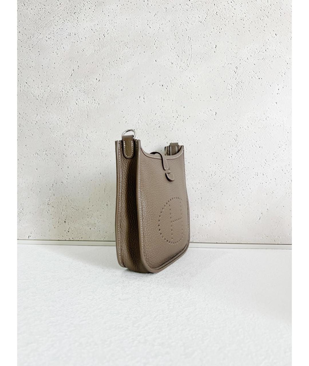 HERMES Серая кожаная сумка через плечо, фото 4