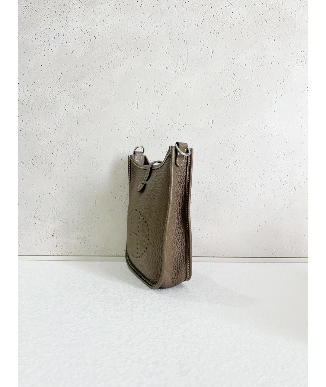 HERMES Серая кожаная сумка через плечо, фото 3