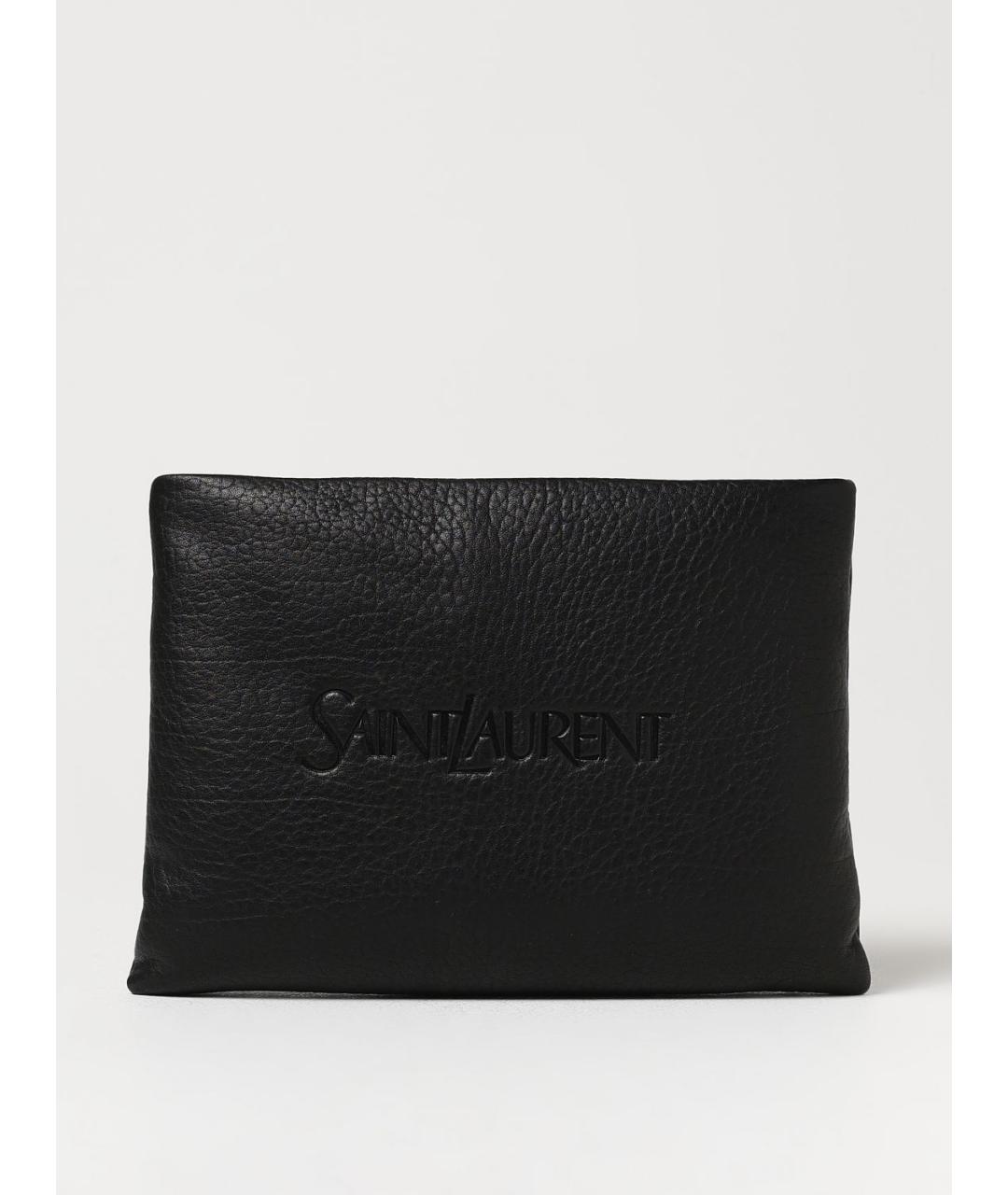SAINT LAURENT Черная кожаная барсетка, фото 2