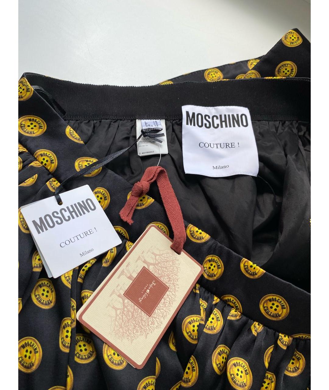 MOSCHINO Черная шелковая юбка миди, фото 3